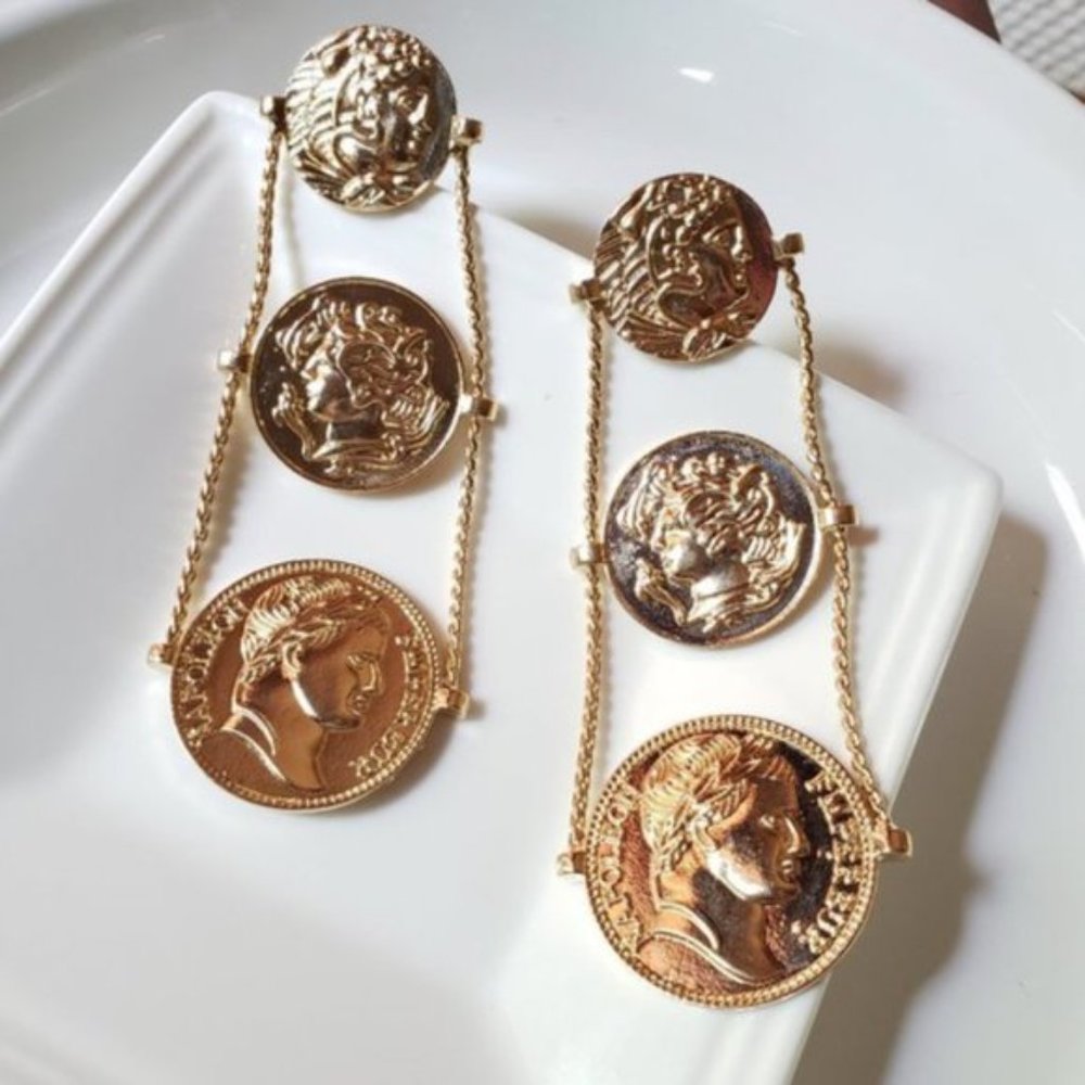 Zara's Night Out Medallion Coin Earrings - Picture 3 of 6